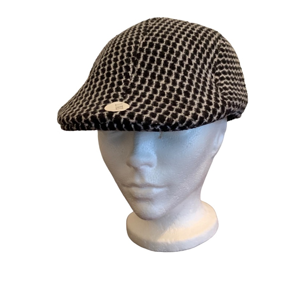 Vintage Westend Tweed Ivy Cap Men’s Flat Cap Cabbie Hat Black & White S/M, L/XL
